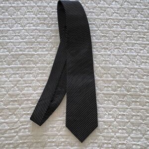 Balmain black and white striped tie 100% silk